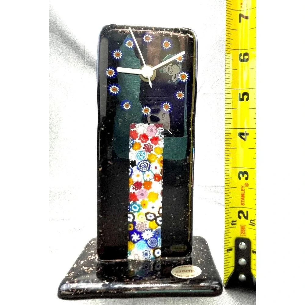 Murano Millefiori Aventurine Art Glass Mantel Clock German UTS 7